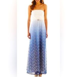 Bisou Bisou White and Blue Maxi Dress